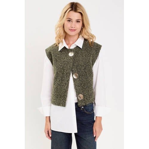 Cache Cache Gebreid Vest Kaki