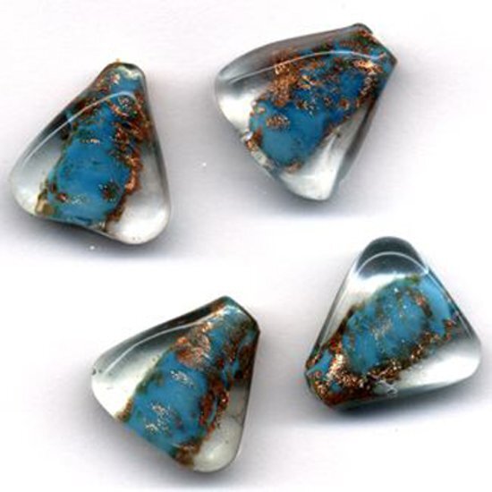 Top-Hobby 24 Stuks Hand-made Jewelry Beads - Driehoek - Transparant Licht Turquoise