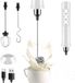 3 Mousseur à lait portable pour jardin - Rechargeable par USB - 3 vitesses - Fouet électrique - Blanc