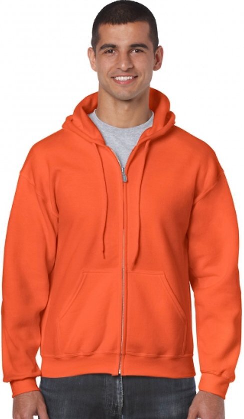 Gildan Oranje vest met capuchon voor heren XL