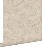 ESTAHome behang bloemmotief beige - 53 cm x 10.05 m