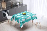 Bonamaison Tafelkleed, Anti-Mold, Sneldrogend, Waterdicht, 100% Polyester Tafellaken, Turkoois, wit, 140 x 140 Cm