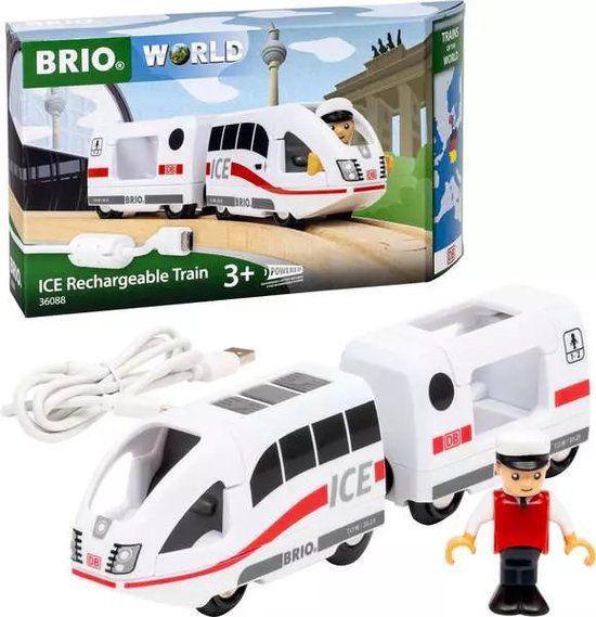 BRIO World - 36088 Treinen van de wereld Oplaadbare ICE-trein | Speeltrein voor kinderen vanaf 3 jaar