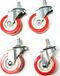 Bossram Set van 4 wielen voor meubels 50 mm met M10-schroefdraadpen, met 360 graden rotatie - Kleur: Rood