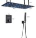 Système de douche thermostatique à LED - 2 voies - 81 cm - Douche de pluie - Bec cascade - Commande à levier unique - Noir mat