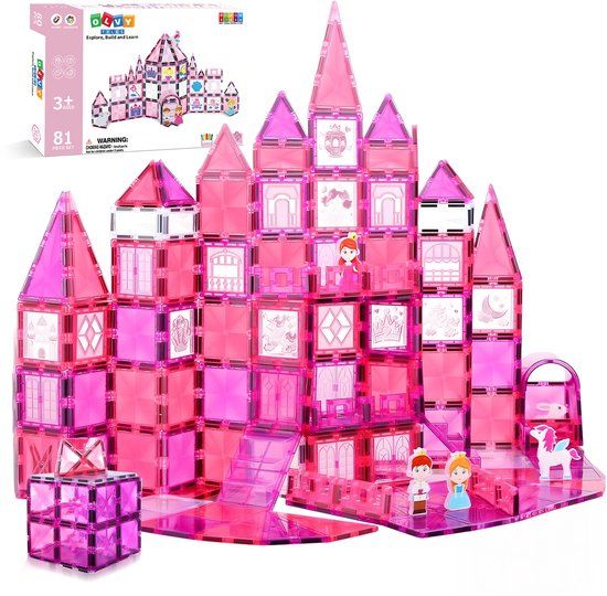 Olvy Magnetic Tiles - Princess - 81 Pieces - Building Blocks - For Kids 3+