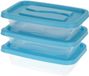 Excellent Houseware Boîtes de conservation - Couvercle bleu - 3 pièces - 1020 ml - Plastique