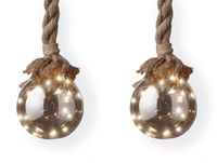Lumineo Kerstverlichting - Kerstbal aan touw - Glas - Warm wit - 15 x 100 cm