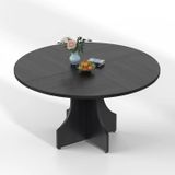 Table à manger en cuir de vachette, 120 cm - Table de cuisine - Convient pour 4-6 personnes - Cadre en bois forme X - Plateau de 2,5 cm d'épaisseur - Pieds réglables - Style moderne - Noir