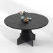 Table à manger en cuir de vachette, 120 cm - Table de cuisine - Convient pour 4-6 personnes - Cadre en bois forme X - Plateau de 2,5 cm d'épaisseur - Pieds réglables - Style moderne - Noir
