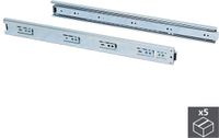 Emuca Set ladegeleiders, met kogellager, 45 x 300 mm, voor volledige opening, Verzinkt, 5 st.