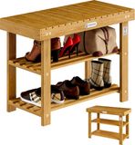 Casaria Schoenenrek - Zitbank 3 Schappen 70x30x46cm – Acaciahout