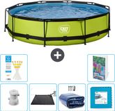 EXIT Toys EXIT Rond Lime Frame Zwembad - 360 x 76 cm - Inclusief Pomp - Solar Mat - Solarzeil - Vloertegels - 7-delig