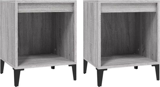 vidaXL Nachtkastjes - Set van 2 - 40x35x50 cm - Grijs Sonoma Eikenkleurig