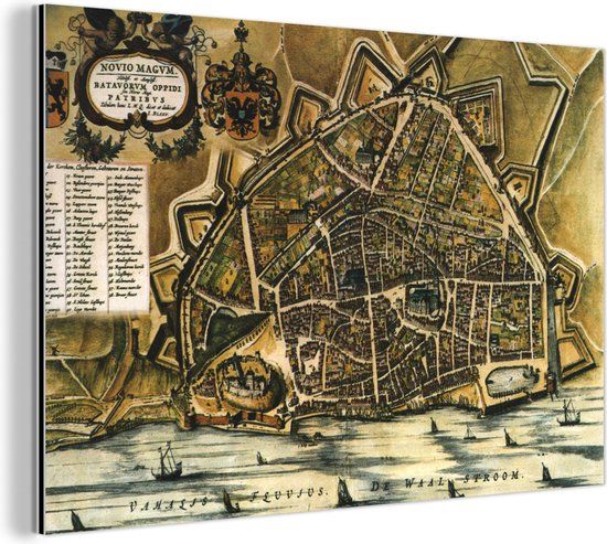 MuchoWow Wanddecoratie Metaal - Aluminium Schilderij Industrieel - Kaart - Nijmegen - Historisch - 150x100 cm - Dibond