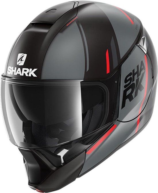 Shark EVOJET VYDA MAT Motorhelm Systeemhelm Zwart Antraciet Rood - Maat XS