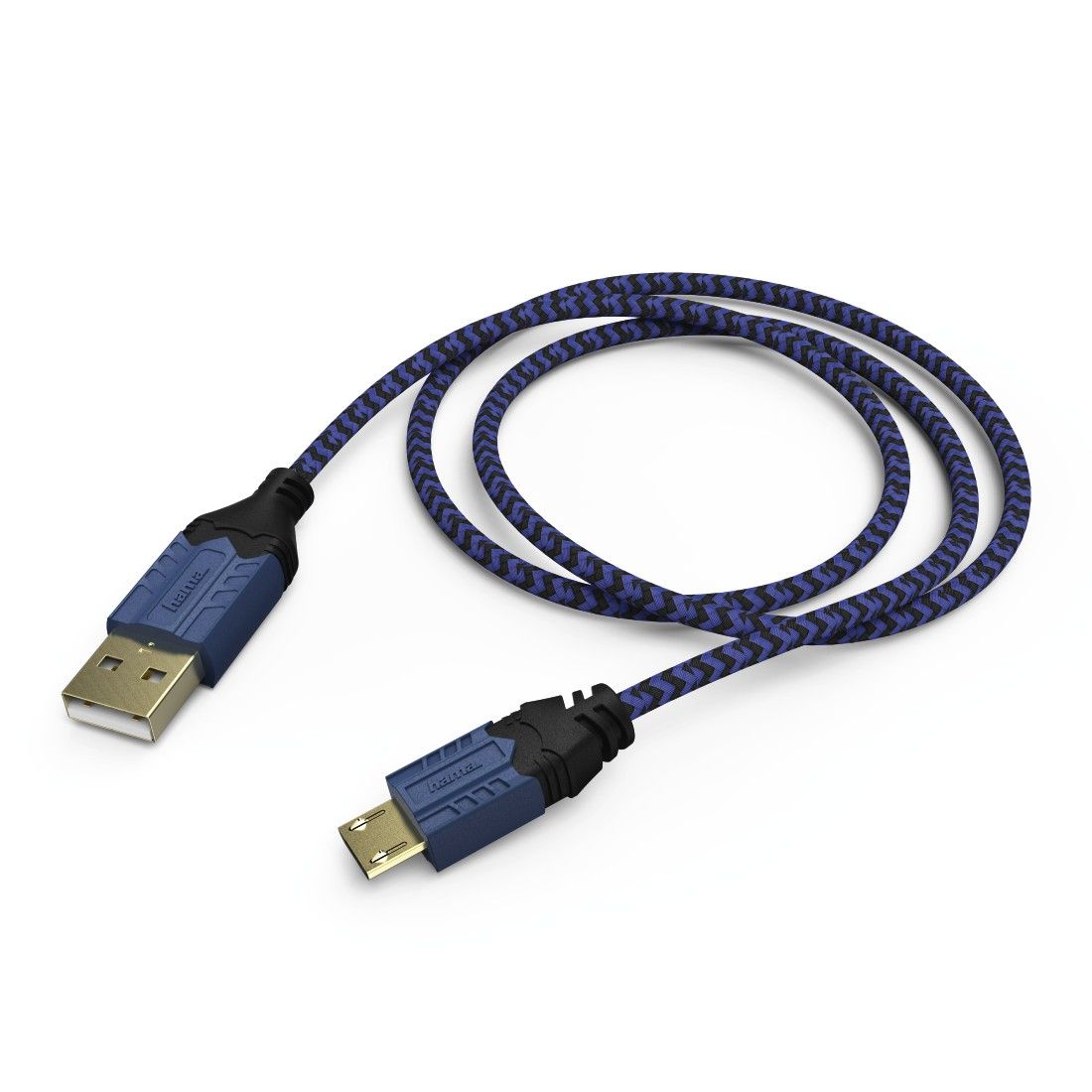Hama High Quality USB-kabel - 2.5 m - USB 2.0 - USB A naar Micro-USB A - Zwart, Blauw