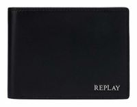REPLAY Leren portemonnee Wallet Black zwart