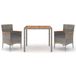 VidaXL 3-delige Tuinset met Kussens, Poly Rattan, Grijs