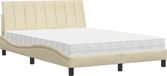 Maison Exclusive Lit avec matelas "Hanko", couleur crème, 140x200 cm, revêtement en tissu