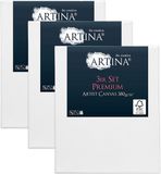 Artina Premium Set van 3 Schildersdoeken 30x40 cm - FSC® Schildersdoek 3 Stuks - Canvas Dubbel Geprimed Spieraam Wit