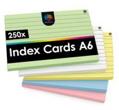 OfficeTree 250x Indexkaarten A6 - Gelinieerd - 5 Kleuren