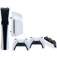 PlayStation 5 Pro Bundle with Disc Drive, Extra White Controller, and Charging Station
