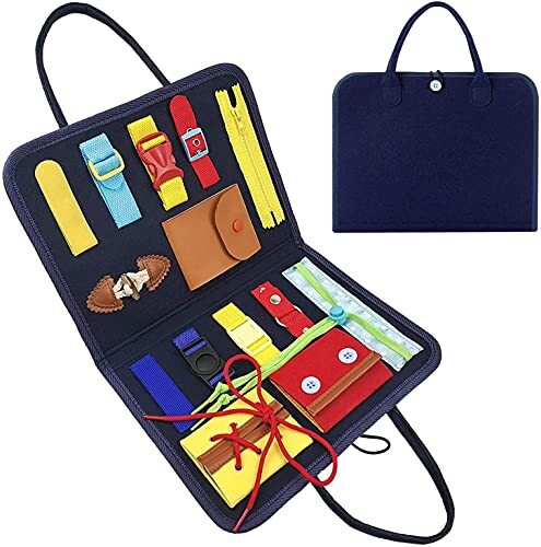 Qundkouy Peuter Busy Board Montessori Toys, 14 in 1 leren kleding speelgoed voor kinderen, ouder-kinderen activiteit speelgoed voor 1 2 3 4 jaar oude kinderen, ouder-kinderen activiteit speelgoed, educatief geschenk