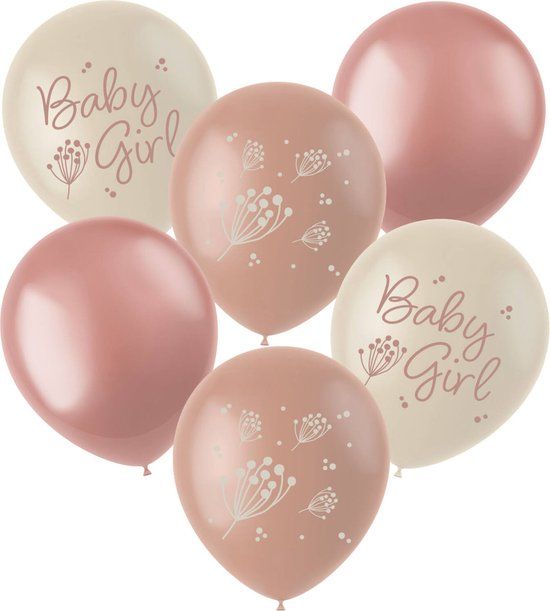 Folat Ballonnen blooming baby girl - 33 cm - 6 stuks