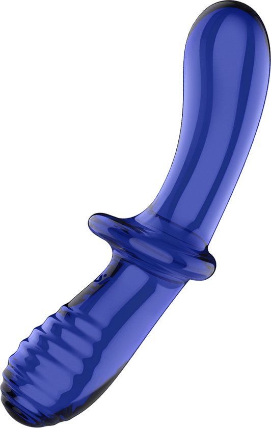 Satisfyer Double Crystal | 20 cm | G-spot-dildo | Glazen dildo | Borosilicaatglas | Gladde en gegroefde structuur voor meer stimulatie | Handvat en brede basis voor veilig spelen | Perfect voor speelplezier met warme en koude temperaturen