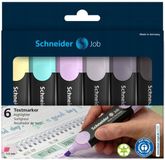 Schneider Job 150 marqueurs pastel avec nuances de gris (en plastique recyclé, certifié Ange Bleu) étui de 6 pièces, assortis, turquoise, lilas, vanille, gris taupe, gris mauve