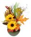 Kunstbloemstuk in pot met zonnebloem, tarwe, bessen, dennenappels, herfstbloemen, kunstbloemen, plantendecoratie, herfstbloemen, decoratieve bloemen, herfstbladeren, tafeldecoratie, middenstuk
