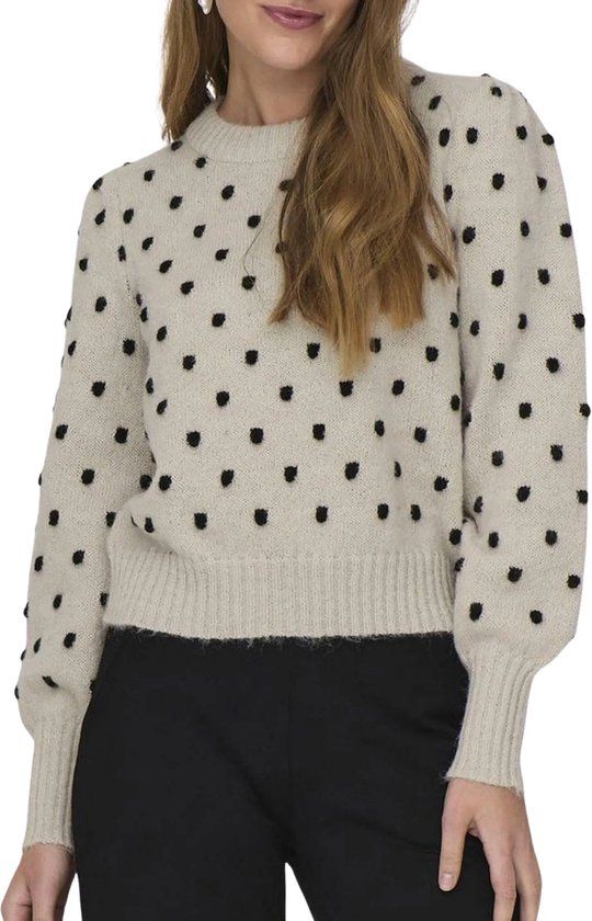 JDY JDYSIGRID LIFE Dames Trui - Maat M - Cement;W. Black Dots