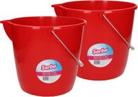 Sorbo Mop/Schoonmaak Emmer - 3x stuks - Rood - 12 liter