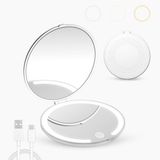 Elodame B.V. Miroir de maquillage - Miroir de maquillage avec éclairage - Miroir à main - Miroir de maquillage éclairé avec fonction grossissante - Mini miroir de maquillage de voyage avec grossissement - 1X et 5X miroir de poche LED portable - Blanc