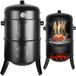 Bauhaus FS055 3-in-1 Charcoal Smoker and Grill with Adjustable Vents, Black