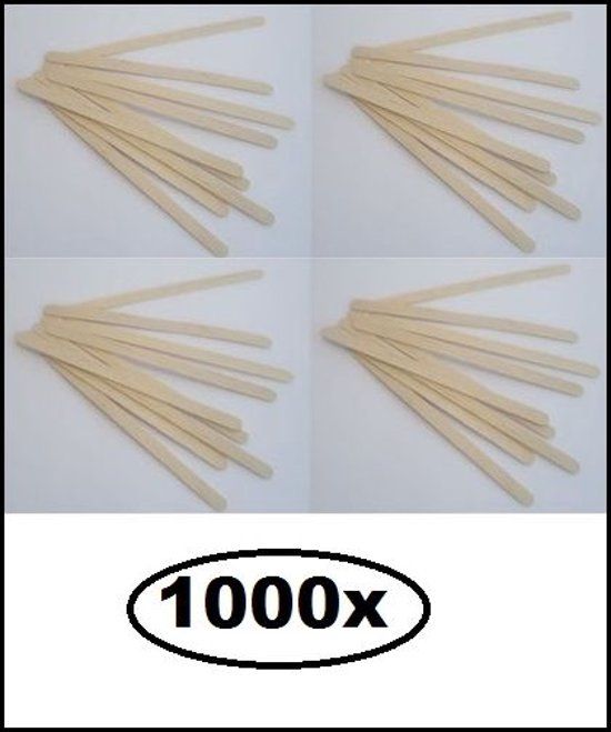 Themaparty Roerstaafjes - 1000 Stuks - Hout - 5 x 140 mm - 7108816934984