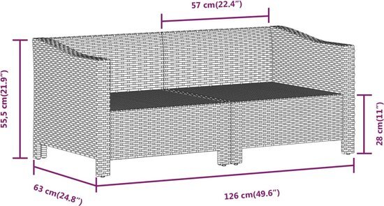 vidaXL 2-delige Loungeset met kussens poly rattan grijs