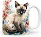 Witte Mok met Siamese Kat - 0.33 l - Koffie- of Theeglas - Cadeau voor Dierenliefhebbers