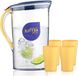 Merkloos Pichet avec couvercle, 2.1L carafe pour thé, jus et boissons froides, sans BPA et matériau PET transparent, rouge