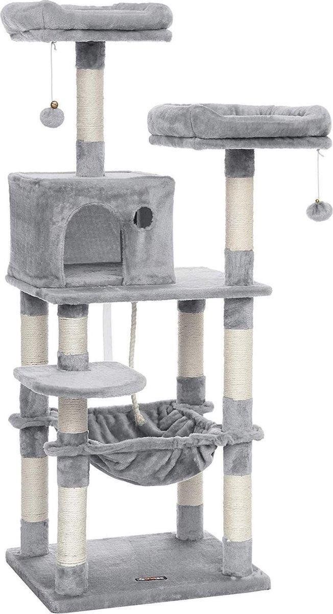 Acaza Luxe Krabpaal voor Meerdere Katten - Lichtgrijs/Wit