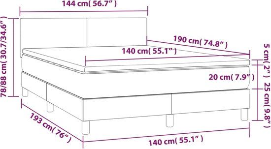 vidaXL Boxspring met matras stof crèmekleurig 140x190 cm