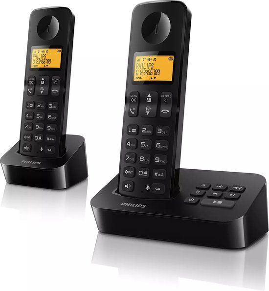 Philips D2652B/01 Dual Draadloze Telefoon - Huistelefoon met Nummerherkenning - Zwart