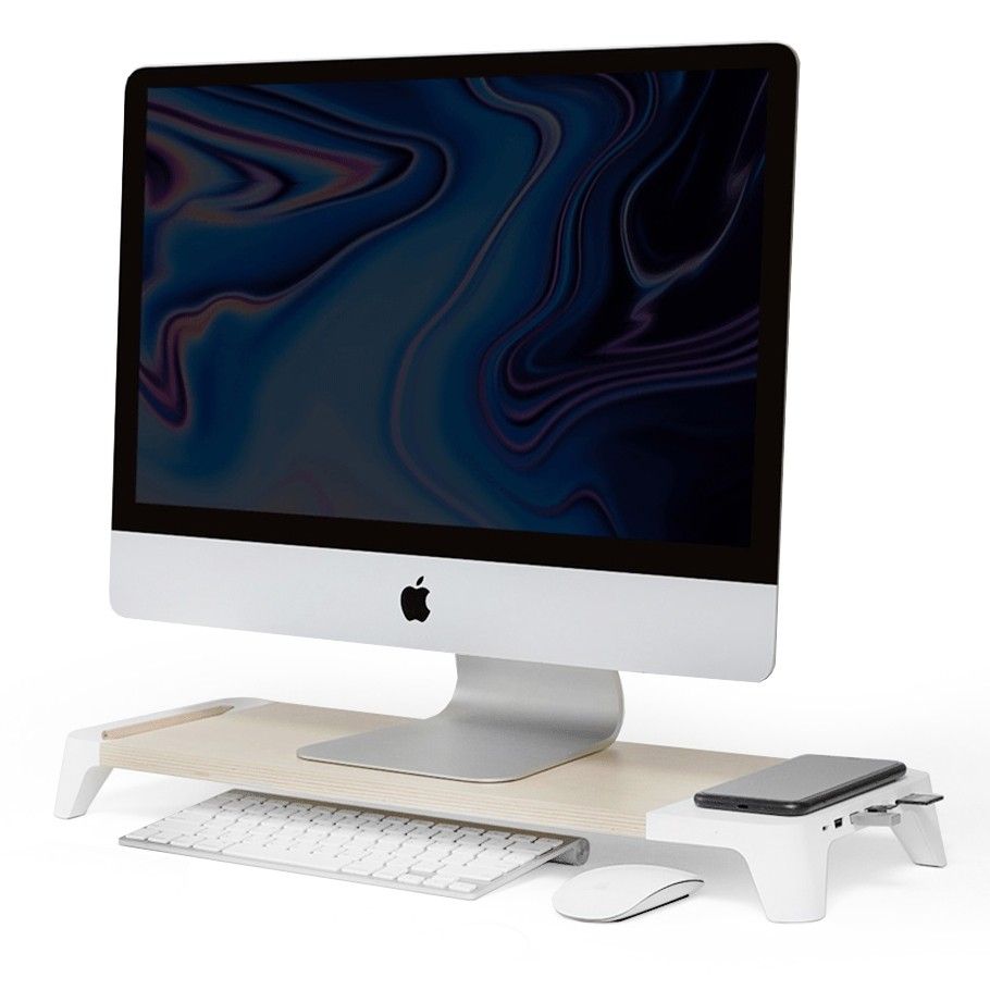 POUT EYES 8 Monitorstandaard met snellader en draadloos opladen - Wit