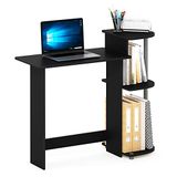 Furinno Compact computerbureau, studiebureau met planken, zwart/grijs, 99 x 85,3 x 39,4 cm