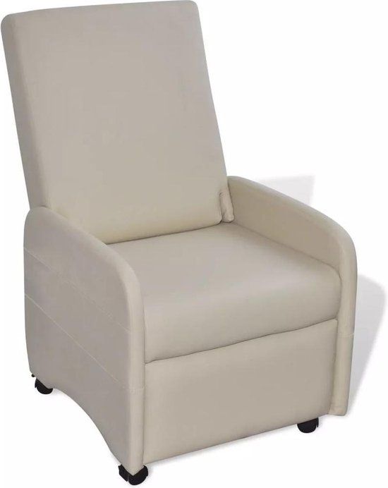 vidaXL Fauteuil inklapbaar kunstleer crème