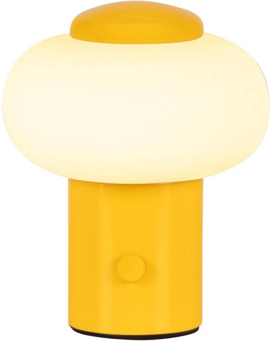 Lucide GUSTAV - Oplaadbare Tafellamp - Accu/Batterij - Ø 8 cm - LED Dimbaar - 1x0,8W 2700K - Geel