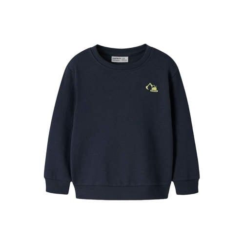 NAME IT MINI rechtvallende sweater met borduursels - donkerblauw