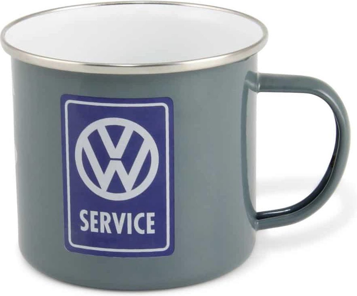 VOLKSWAGEN VW T1 Bus Emaille Mok 500ml - VW Service/grijs