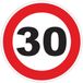 Sticker Snelheidsbegrenzing, rode cirkel, tractor, zwaargewicht, snelheidsbegrenzing, vrachtwagen, 30 km/u, zelfklevend, 20 cm diameter
